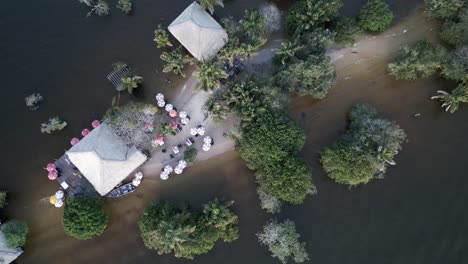 vista aérea de drones alter do chao amazon playa de arena blanca estacional santarem brasil