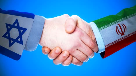 israel - iran / handshake concept animation about countries and politics / with matte channel