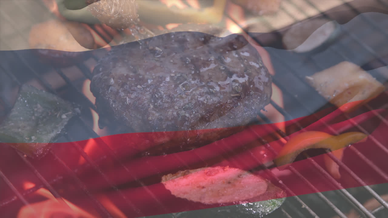 그릴 위의 러시아 발의 애니메이션