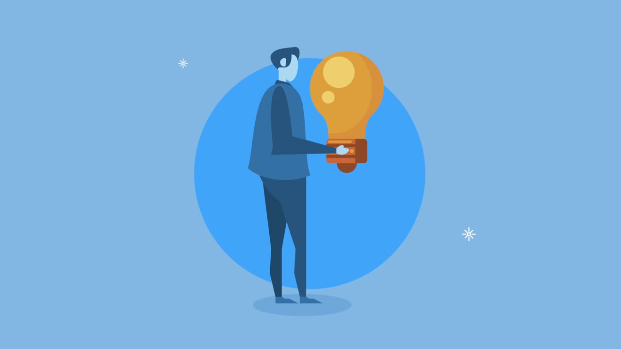 businessman with bulb light animation
