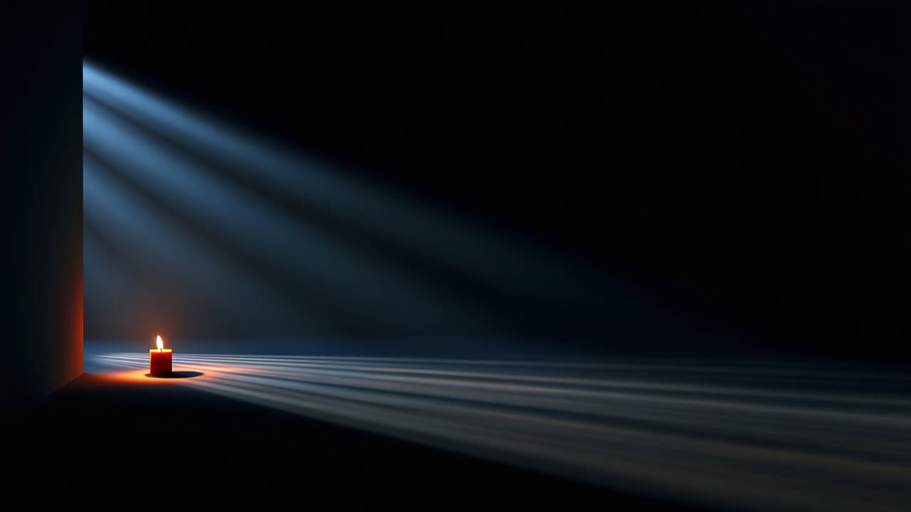 Dark Room with a Single Candle Illuminated by Soft Light, Creating a Calm and Serene Atmosphere That Invites Reflection and Contemplation in a Quiet Space