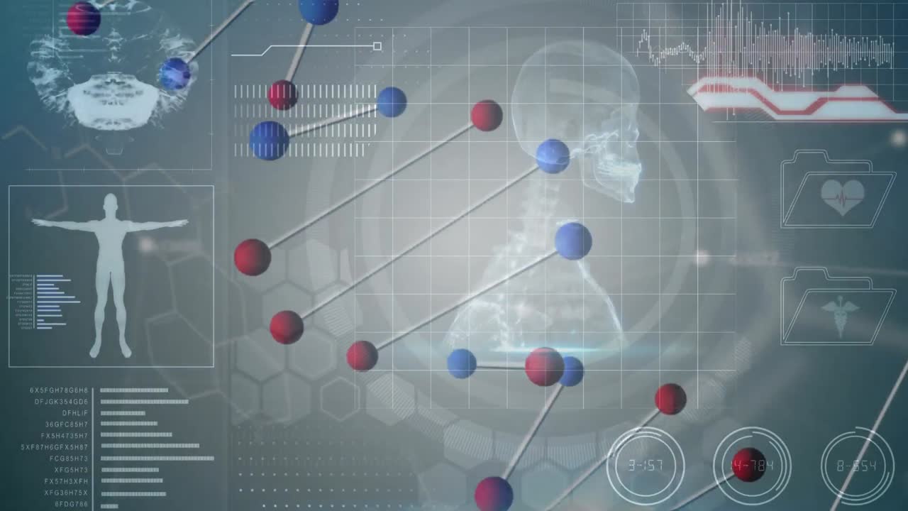 인체의 애니메이션, dna 가닥 스핀링 및 데이터 처리