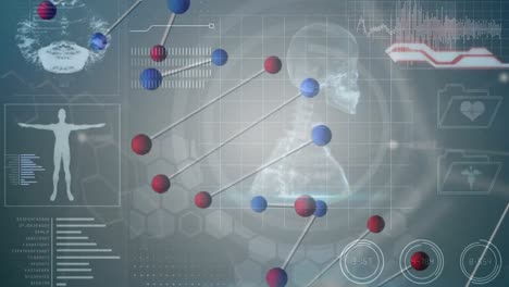 animación del cuerpo humano, hilado de cadenas de adn y procesamiento de datos