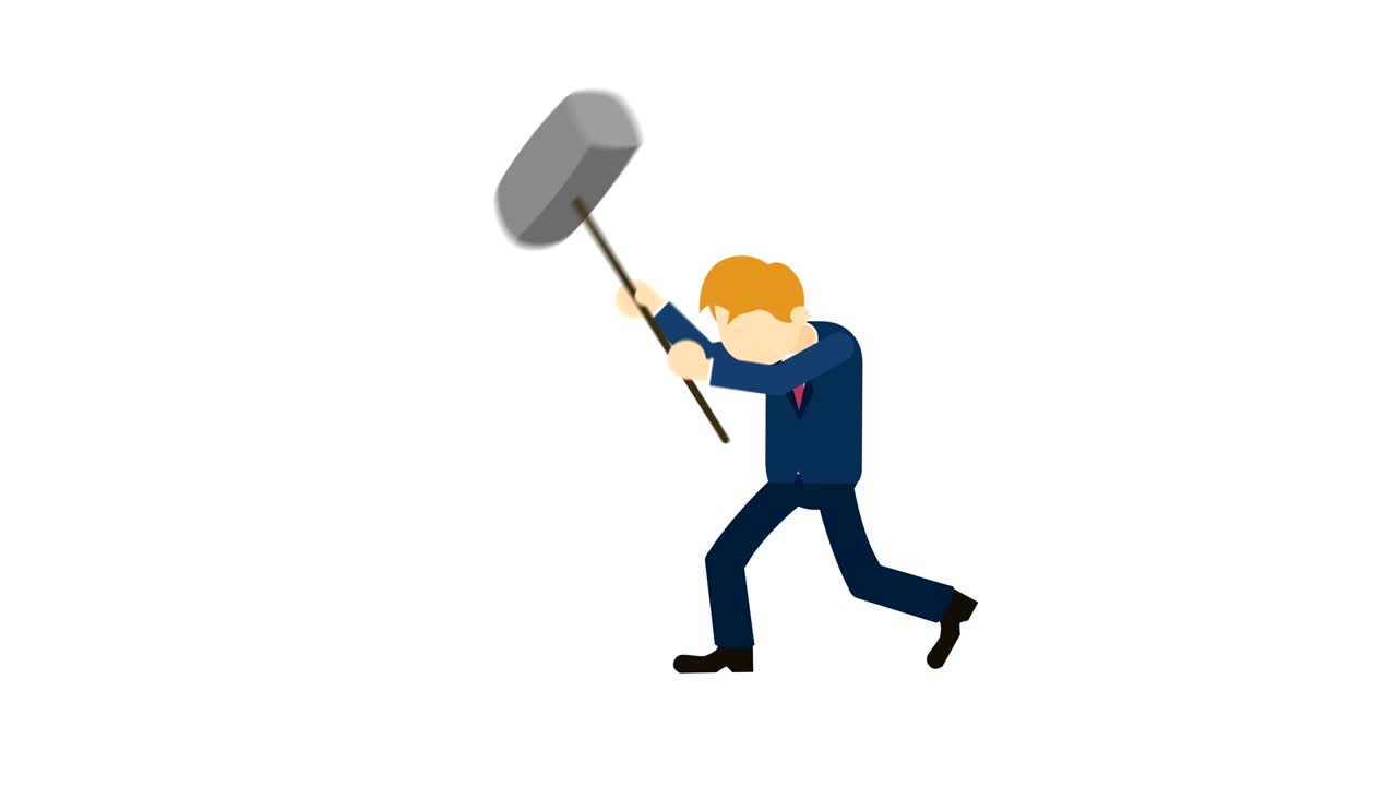 벽을 깨는 사업가: 자유와 도전 개념: 평평한 스타일의 루프 일러스트레이션