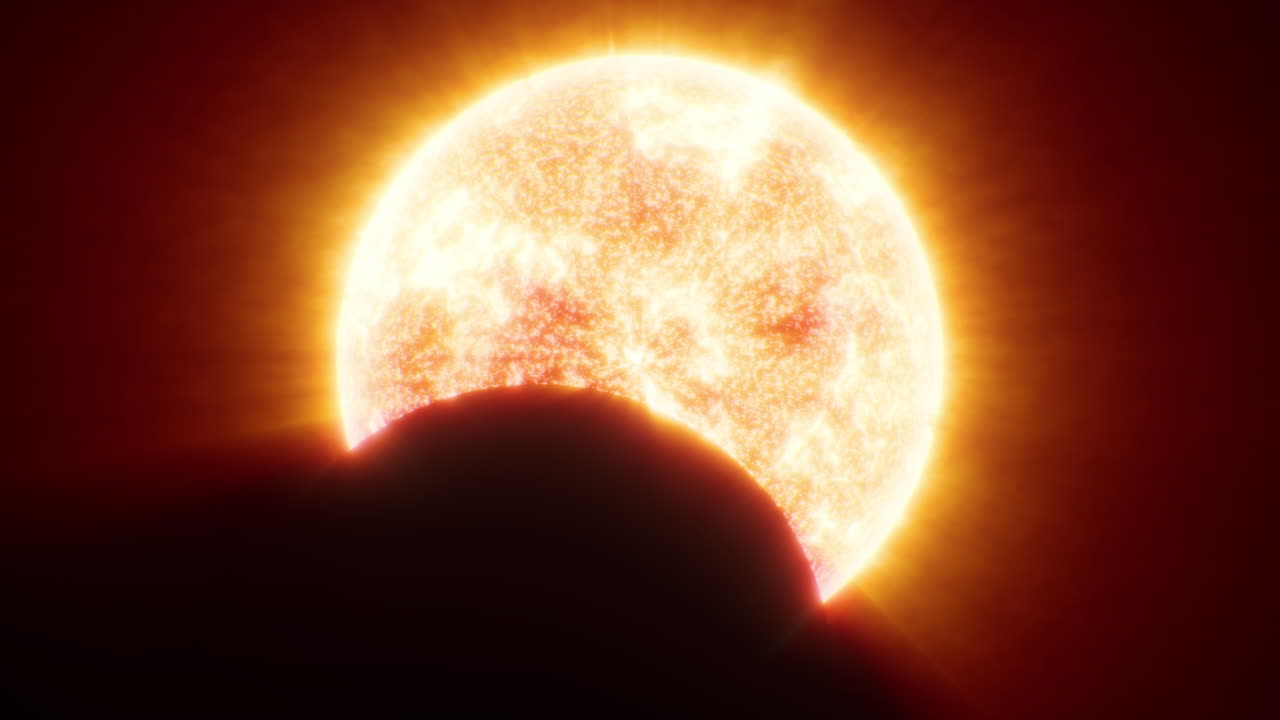 Beautiful timelapse style video of partial solar eclipse. 3D animation prores 422.