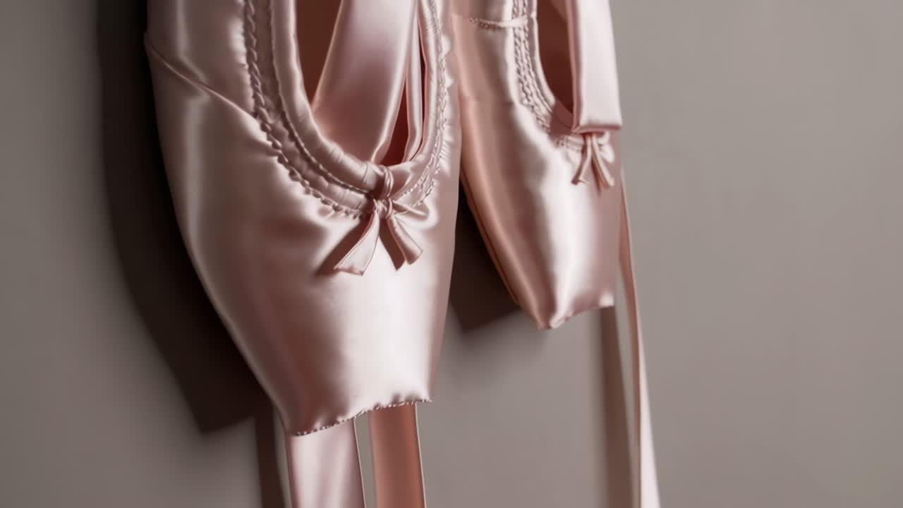 Pair of Pink Satin Ballet Slippers