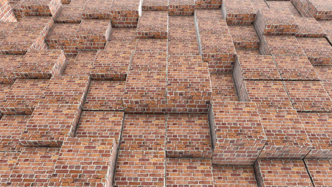 애니메이션 추상적인 벽돌 패턴 큐브 (loopable) 스 비디오