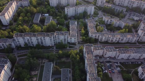 aerial flyby of a soviet planned labyrinth district seskine in vilnius, lithuania