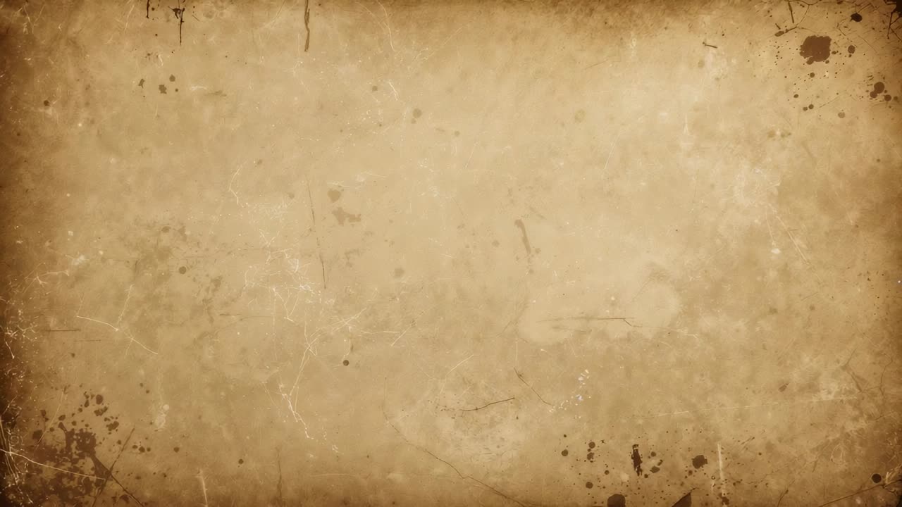 Displaying aged parchment texture, showing subtle flicker due to film grain on screen with cracks
