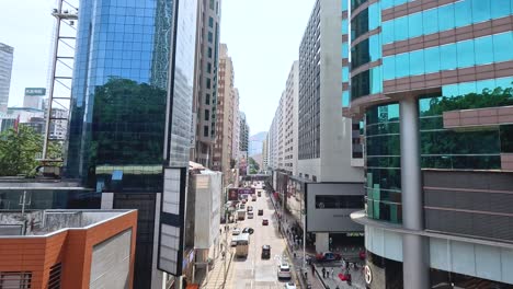 traffic and pedestrians in urban hong kong