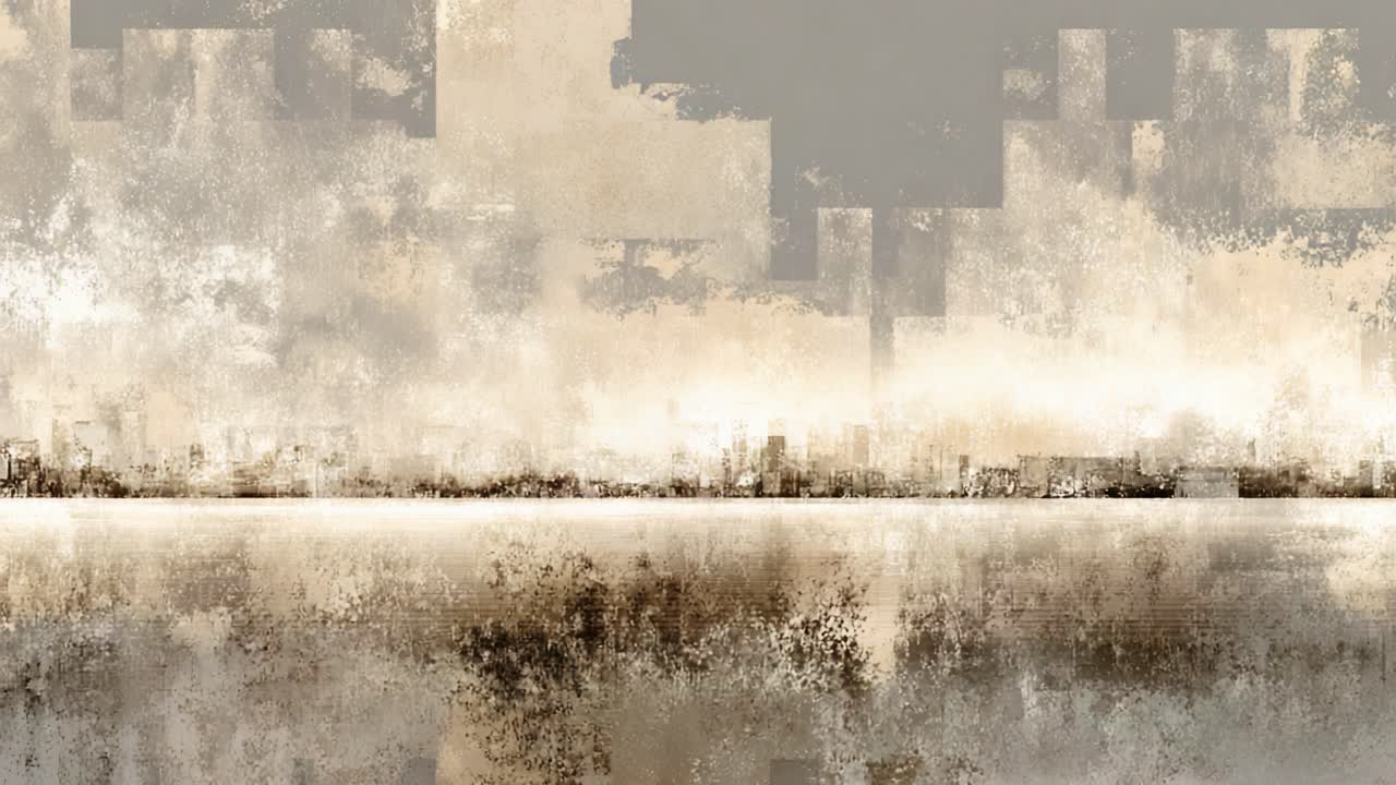 A Subtle and Abstract Urban Landscape Depicted in Earthy Tones, Showcasing a Mysterious Atmosphere with Blurred and Gestural Forms in a Modern Art Style