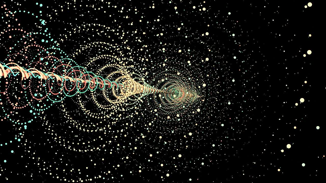 회전하는 입자와 함께 추상적인 애니메이션 비디오 클립