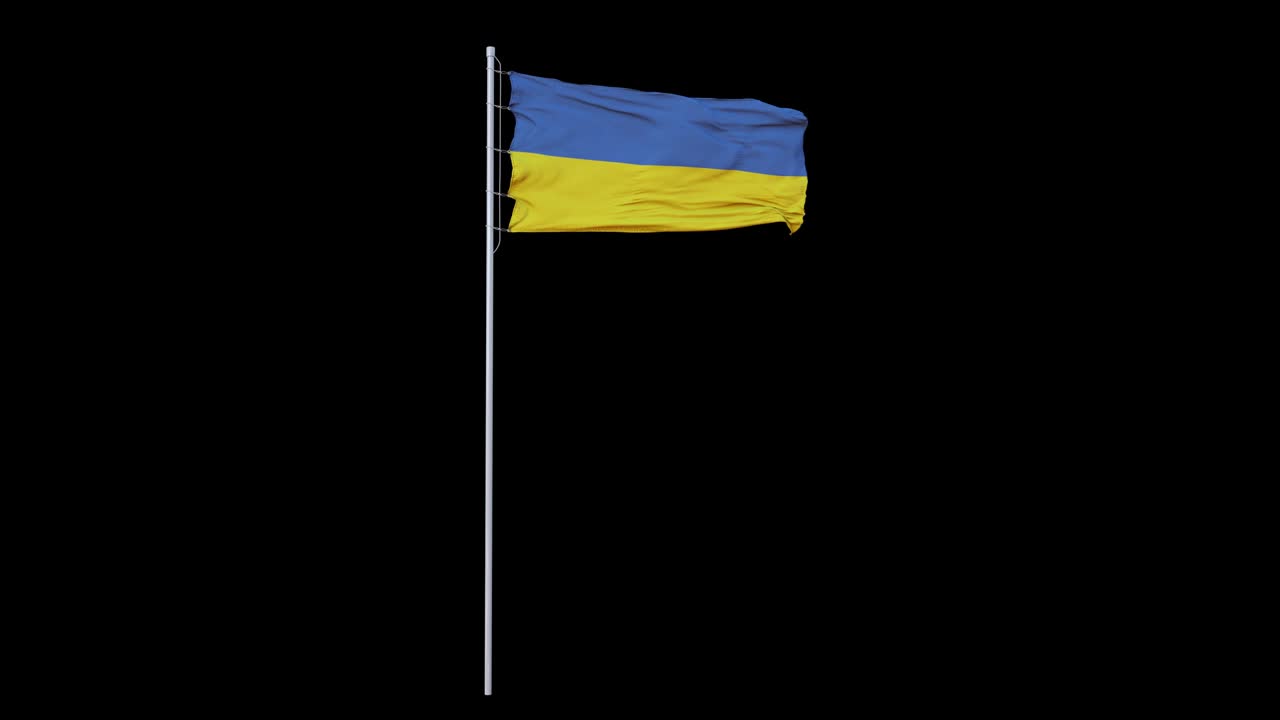 우크라이나의 발은 바람에 천 구조로, 알파 채널과 함께. loopable, 4k