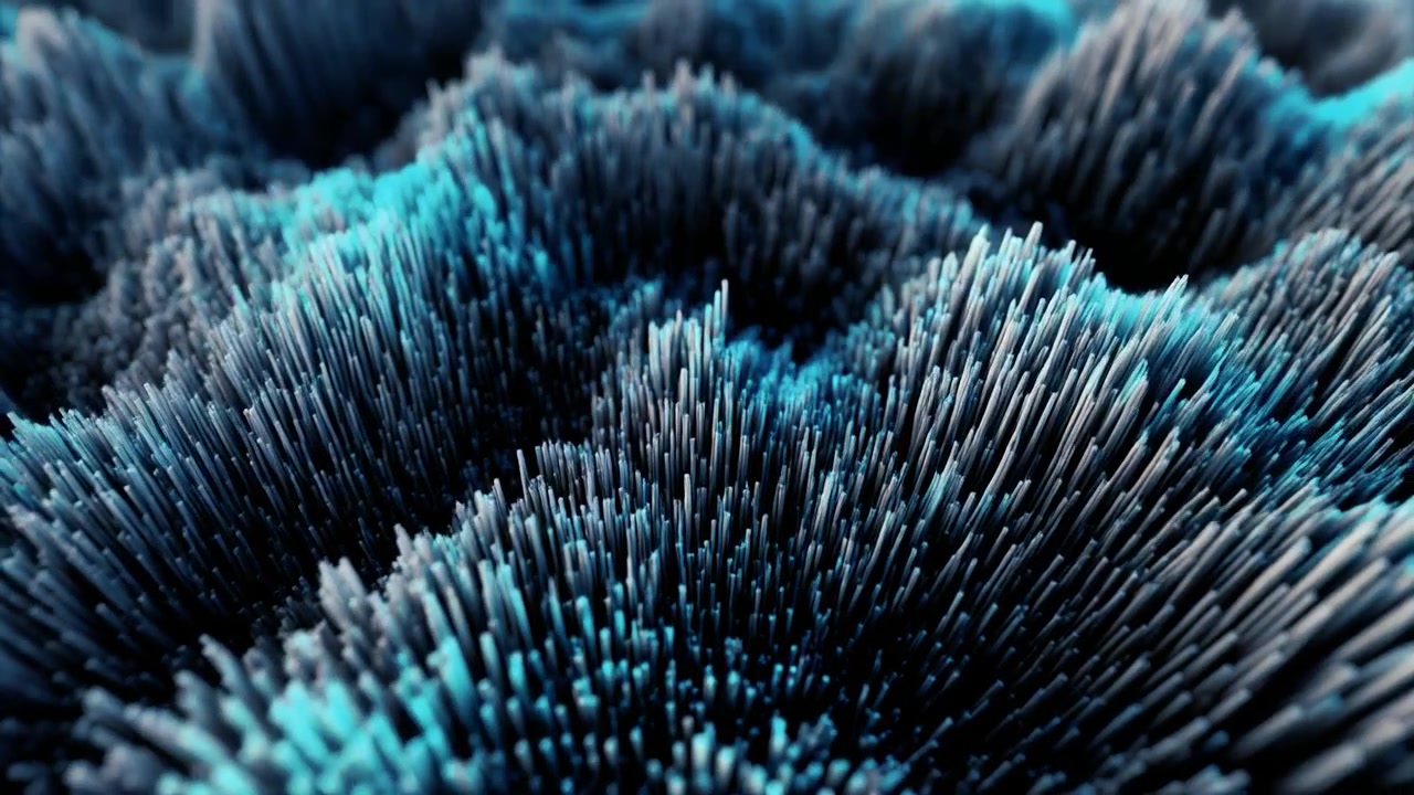 Abstract 3D Wave Motion of Glowing Blue and White Particles