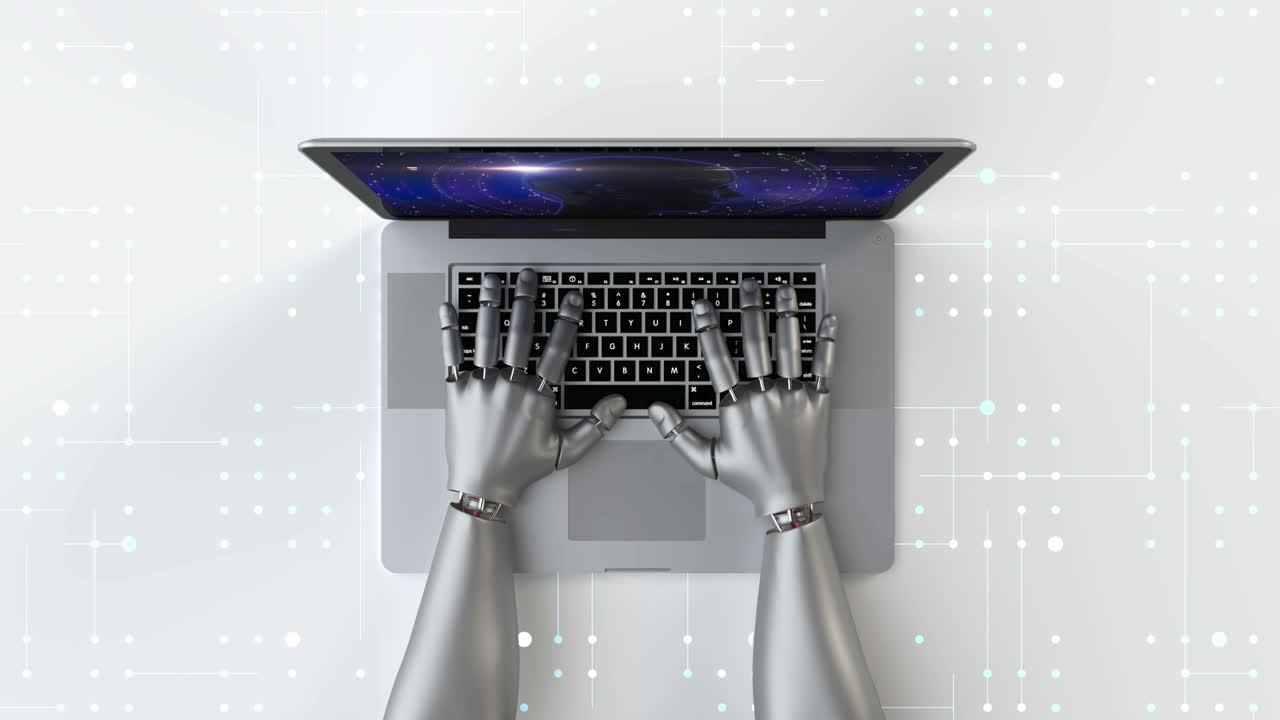 manos robóticas avanzadas que utilizan computadora portátil