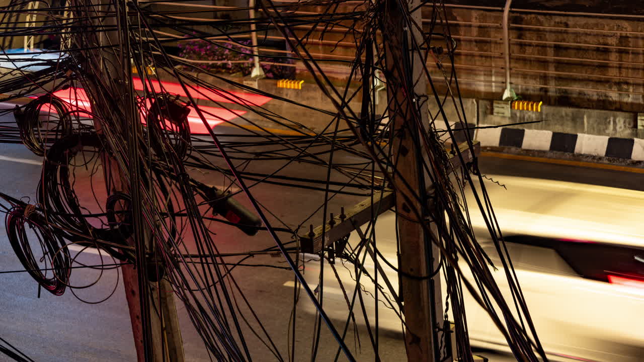timelapse of rush hour traffic in central bangkok at night