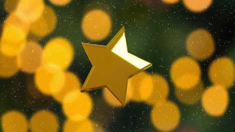 animation of sold star christmas decoration on green background