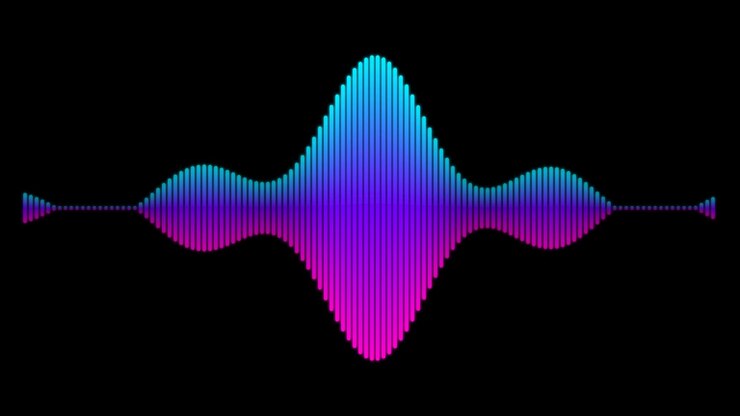 Animated Audio Waveform with Gradient Colors on Black Background