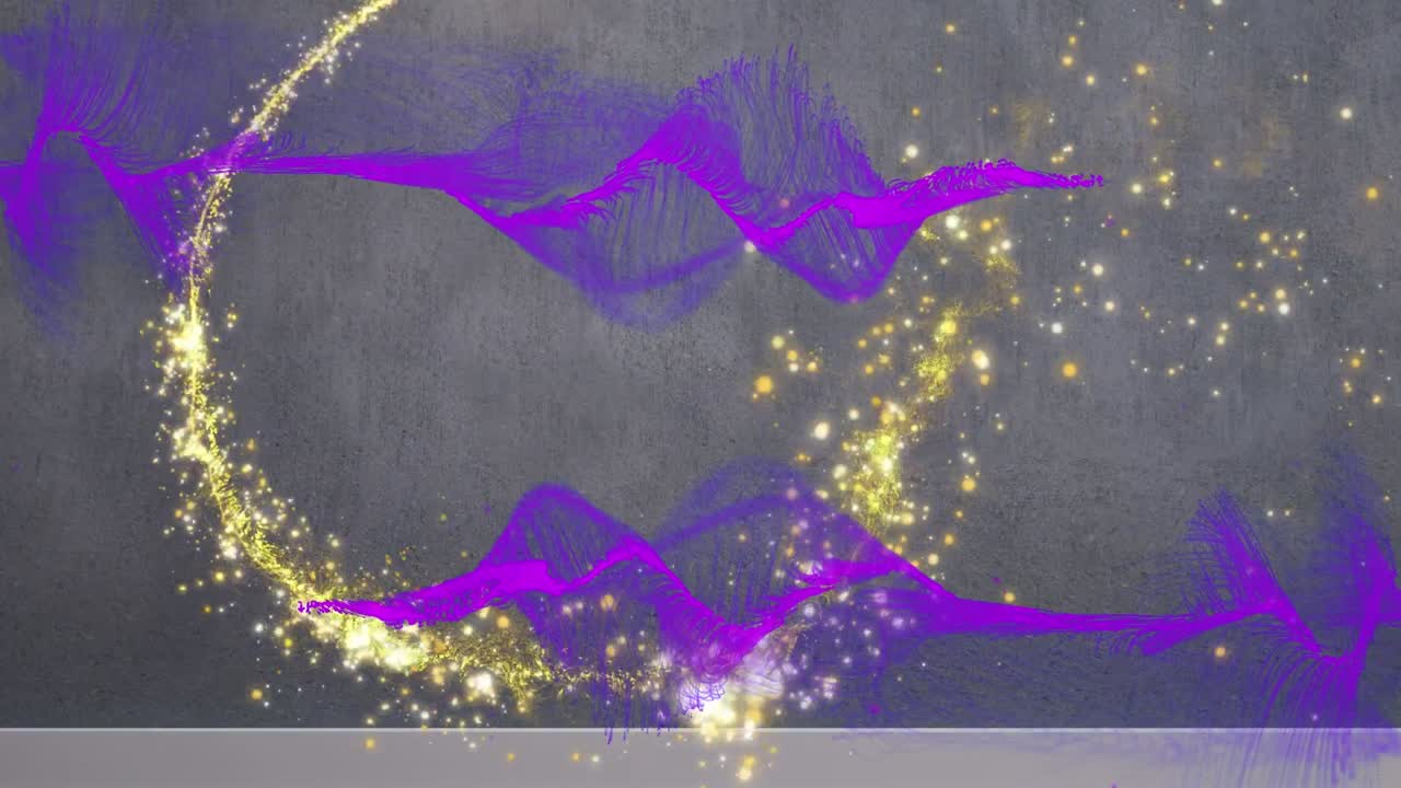 회색 배경 위에 보라색 파동이 움직이는 애니메이션