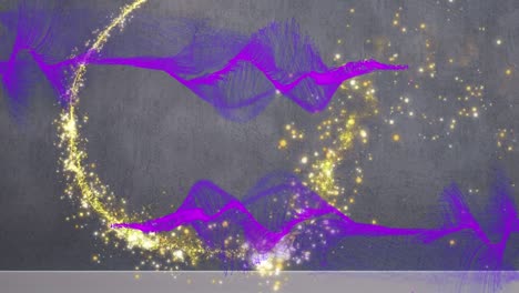 animación de una onda púrpura en movimiento sobre un fondo gris