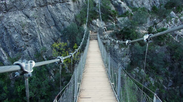 Suspension Bridge Through a Mountain Gorge