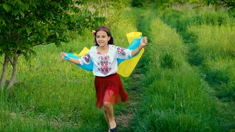 patriot child with ukrainian flag. selective focus. kid.