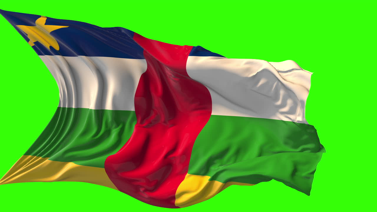 Central African Republic Flag Waving on Green Screen