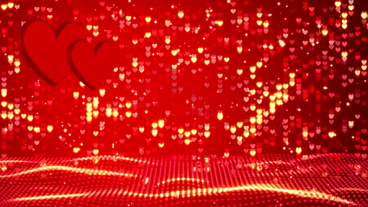 심장과 황금 콘페티와 함께 로맨틱한 배경 행복한 발렌타인 데이 또는 결혼식