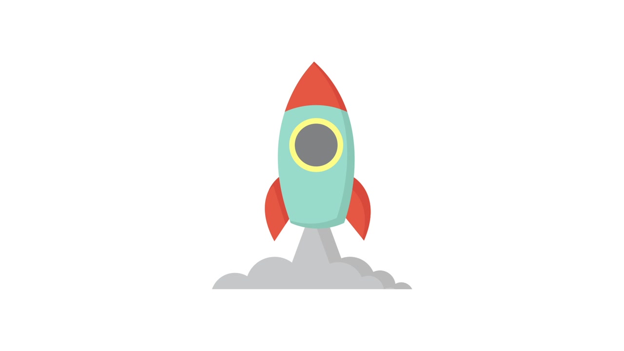 Flat Design Rocket Launch Animation