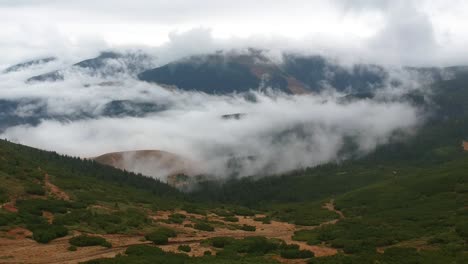 día de niebla en las montañas calimani de rumania