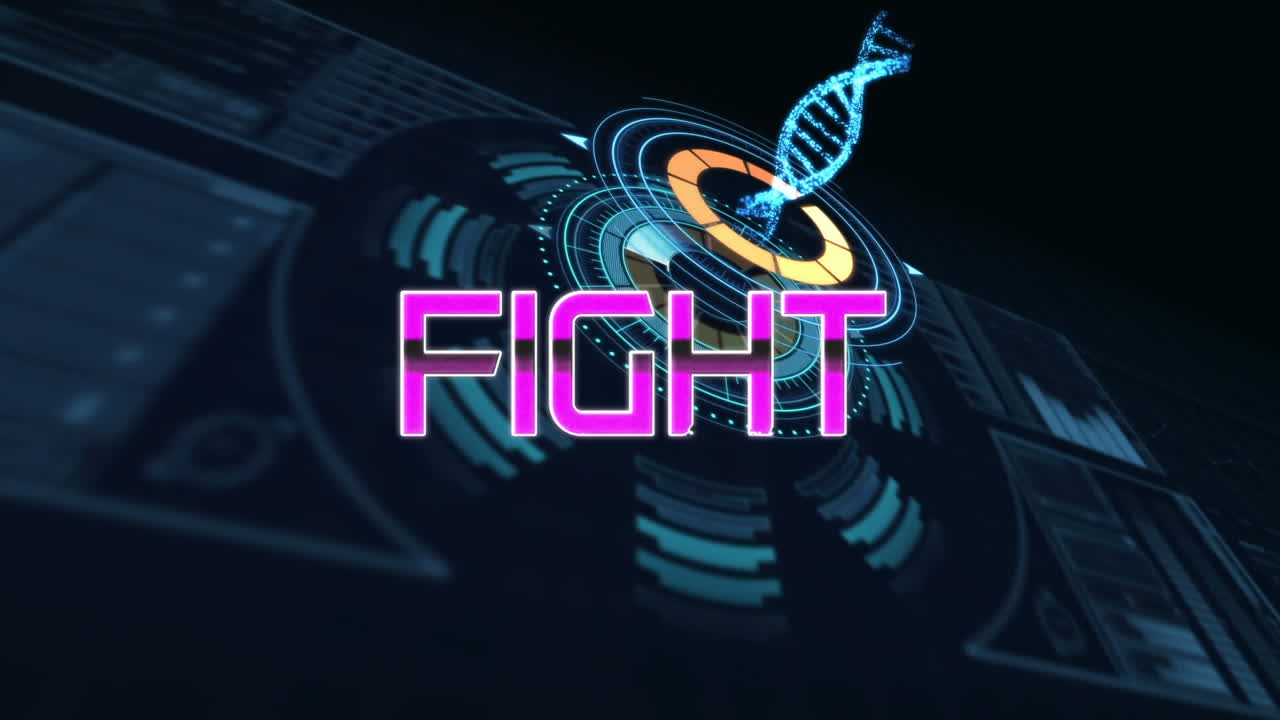 디지털 인터페이스를 통해 싸움 텍스트의 애니메이션