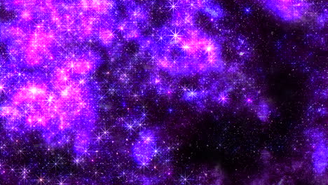 Purple-stars-with-nebula-and-glitters-effect-in-dark-galaxy