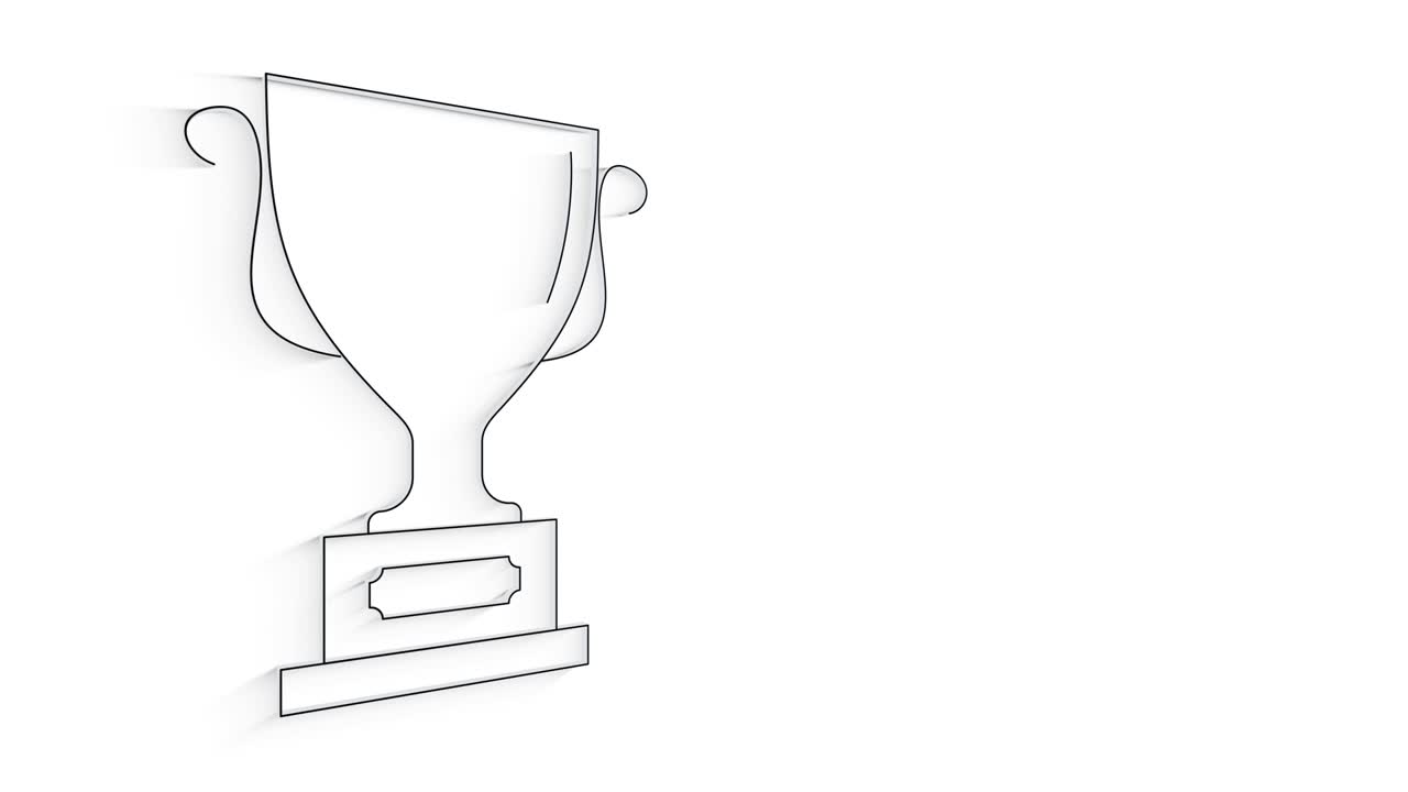 3D Line Icon cup Animation on white background.