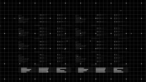 animation of markers moving data processing and statistics recording on black background