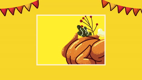 acción de gracias pavo temporada de otoño animación