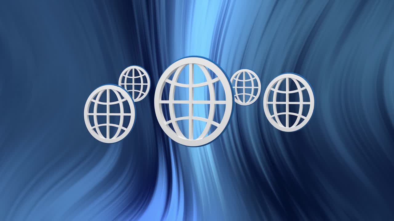 animación de iconos y formas del globo sobre fondo negro