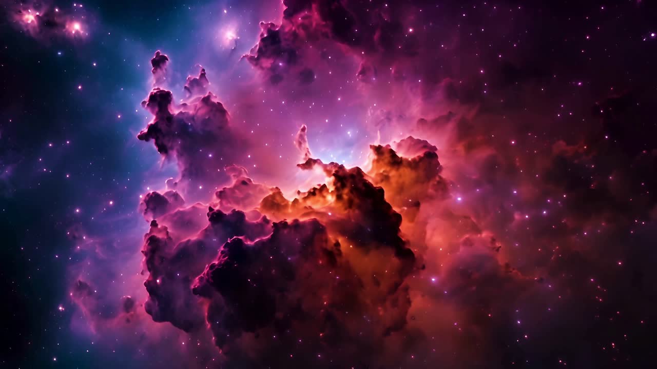 Nebulosa Cósmica Vibrante con Estrellas Flotando en el Espacio Profundo