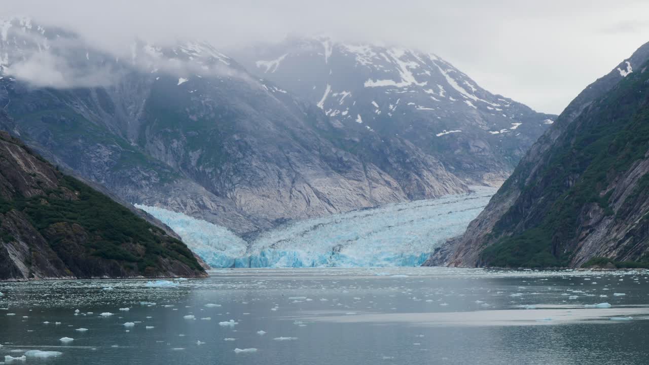 Otherworldly frozen landscape of Dawes Glacier, Endicott Arm fjord, Alaska.