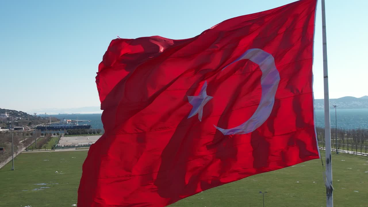 Drone View Flag Of Turkey Free Stock Video Footage Download Clips