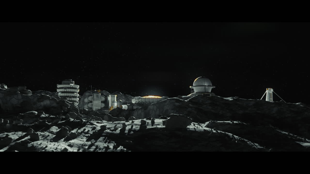 Moon surface with a lunar base