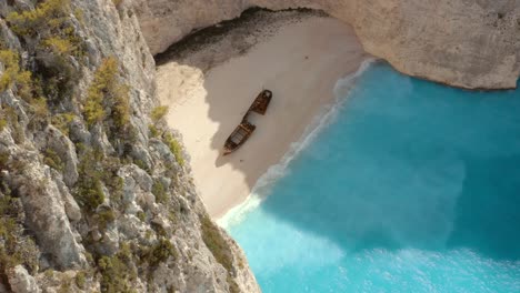 nadie en grecia destino de viaje de navagio shipwreck beach, antena