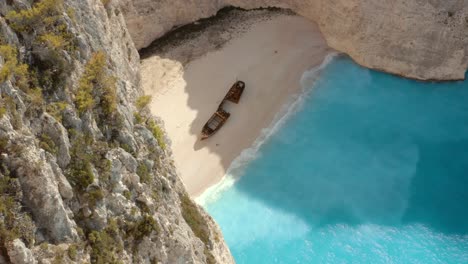 nobody at greece travel destination of navagio shipwreck beach, aerial