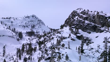 aerial view of snowy mountains in desolation wilderness, lake tahoe, california