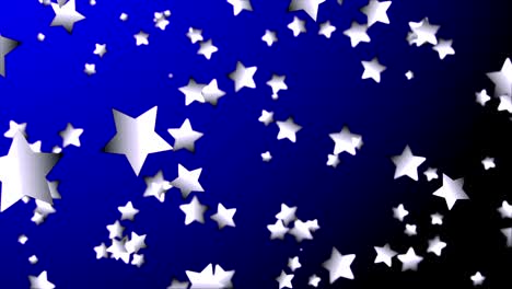 4k blue or silver star moving to the center of dark blue background or space. motion graphic and animation background.