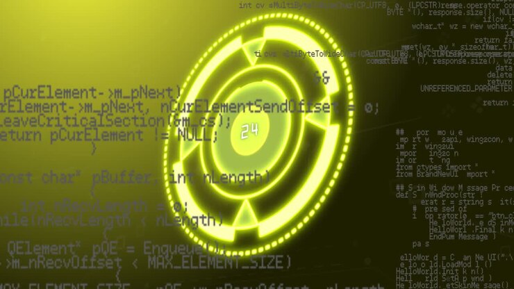Flare pulsing starting neon HUD rotating, pulsing, lighting arcs and updating value to show data