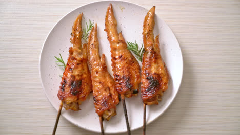 grilled or barbecue chicken wings skewer