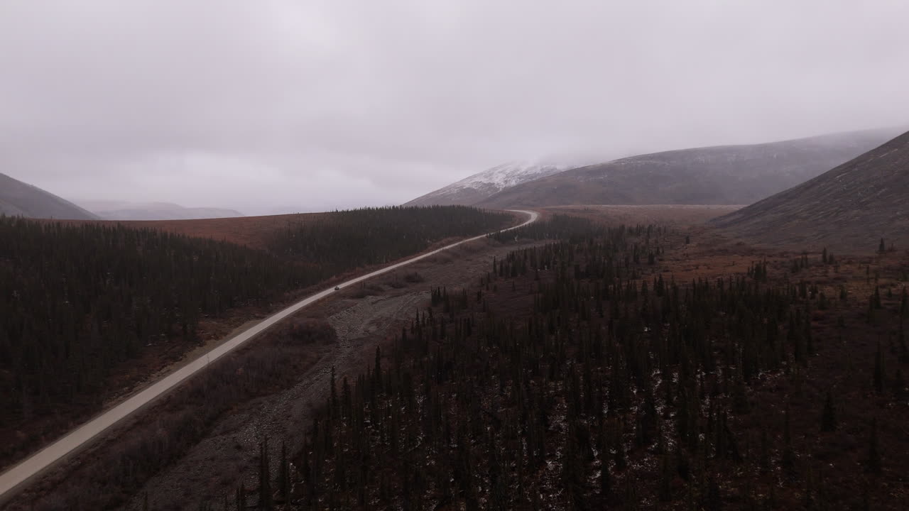 Ogilvie Mountains Along Dempster Highway In Yukon, Canada - Aerial Shot