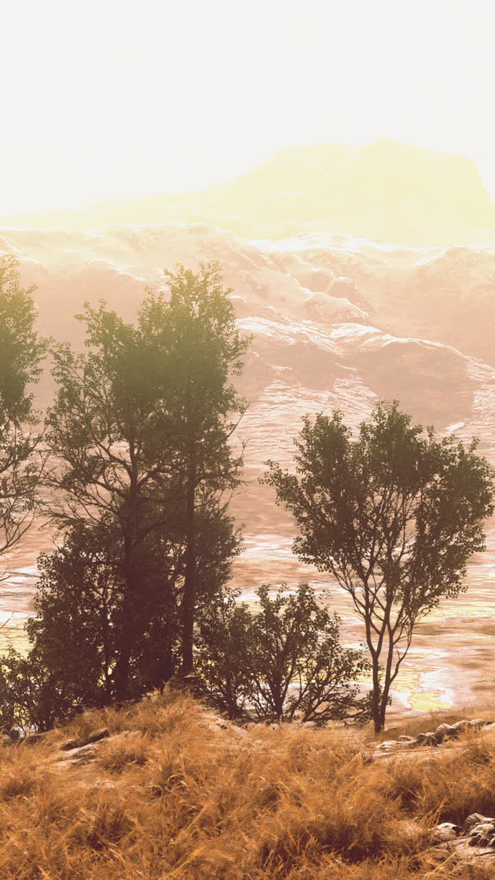 impresionante puesta de sol sobre el paisaje montañoso