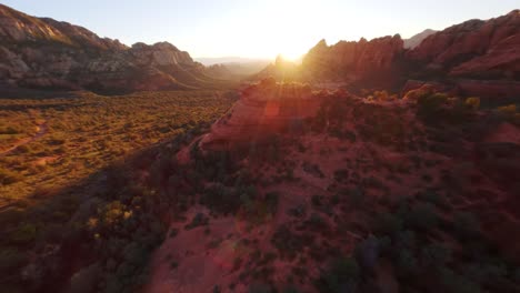 beautiful cinematic drone shot of the scenic landscape in sedona arizona during the golden hour