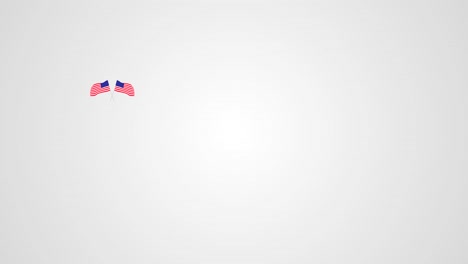 4th of july celebratory animation with greetings for independence day displayed on the left of the screen with american flag - a leaf garland on a grey background with space for custom text